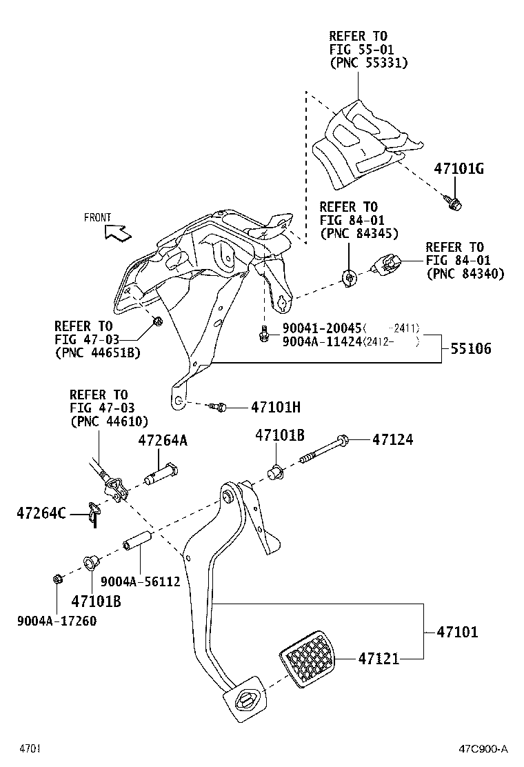Toyota 9004A-11381 BOLT, BRAKE PEDAL STOP, NO.2