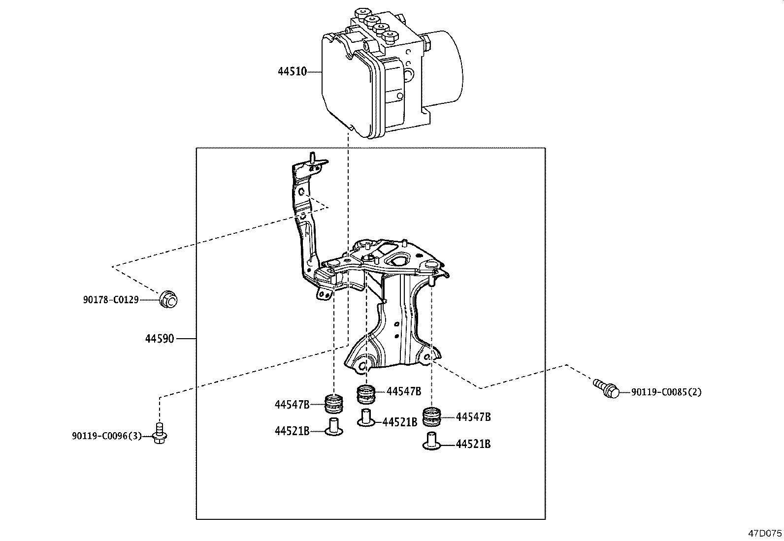 44547-0E010 CUSHION, BRAKE ACTUATOR BRACKET product image
