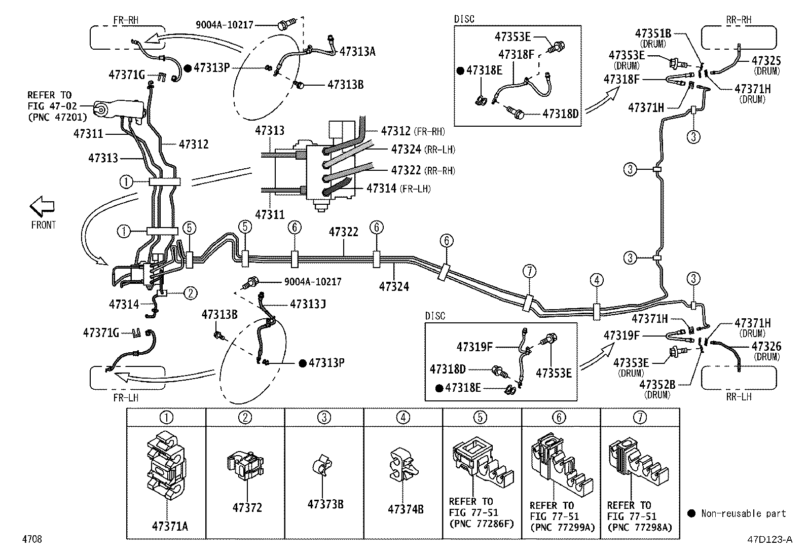 Toyota 47371-BZ250 CLAMP, BRAKE TUBE, NO.8