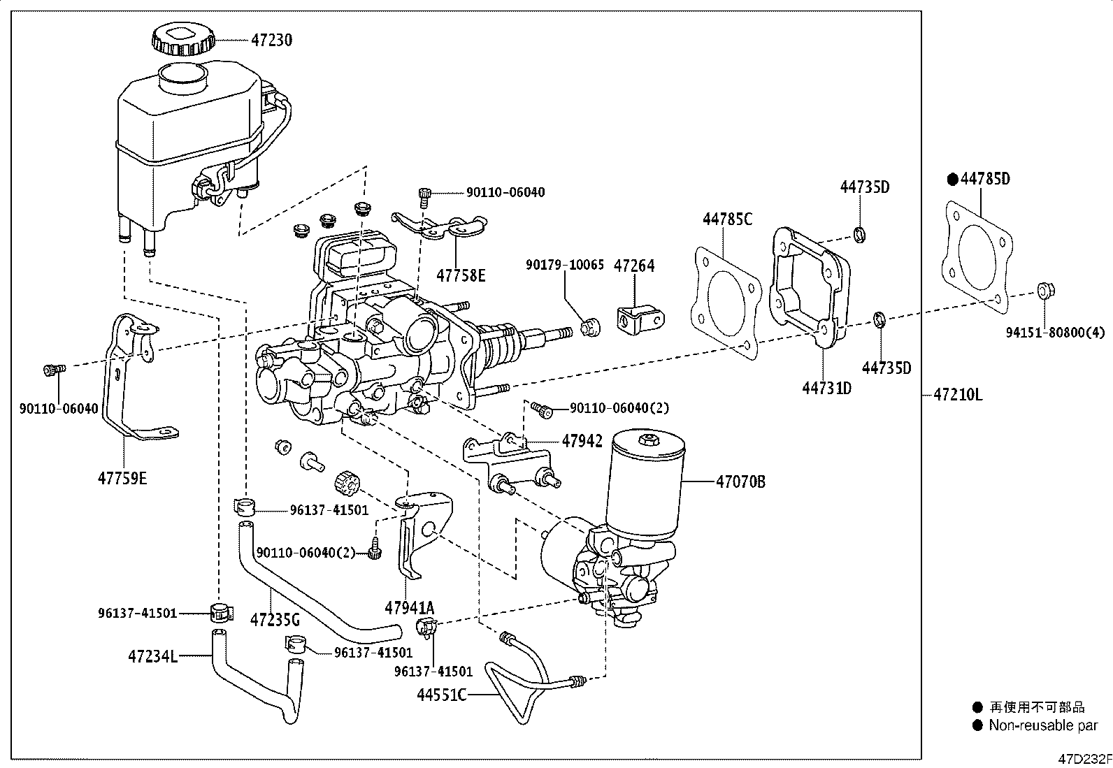 Toyota 47050-62070 BRAKE BOOSTER ASSY, W/MASTER CYLINDER