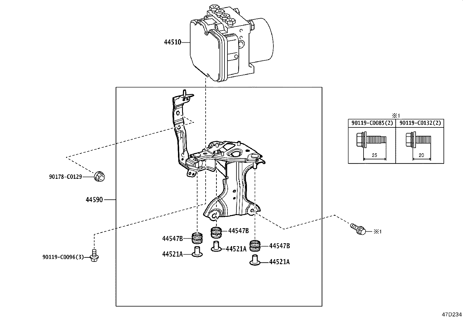 44590-0E160 BRACKET ASSY, BRAKE ACTUATOR product image