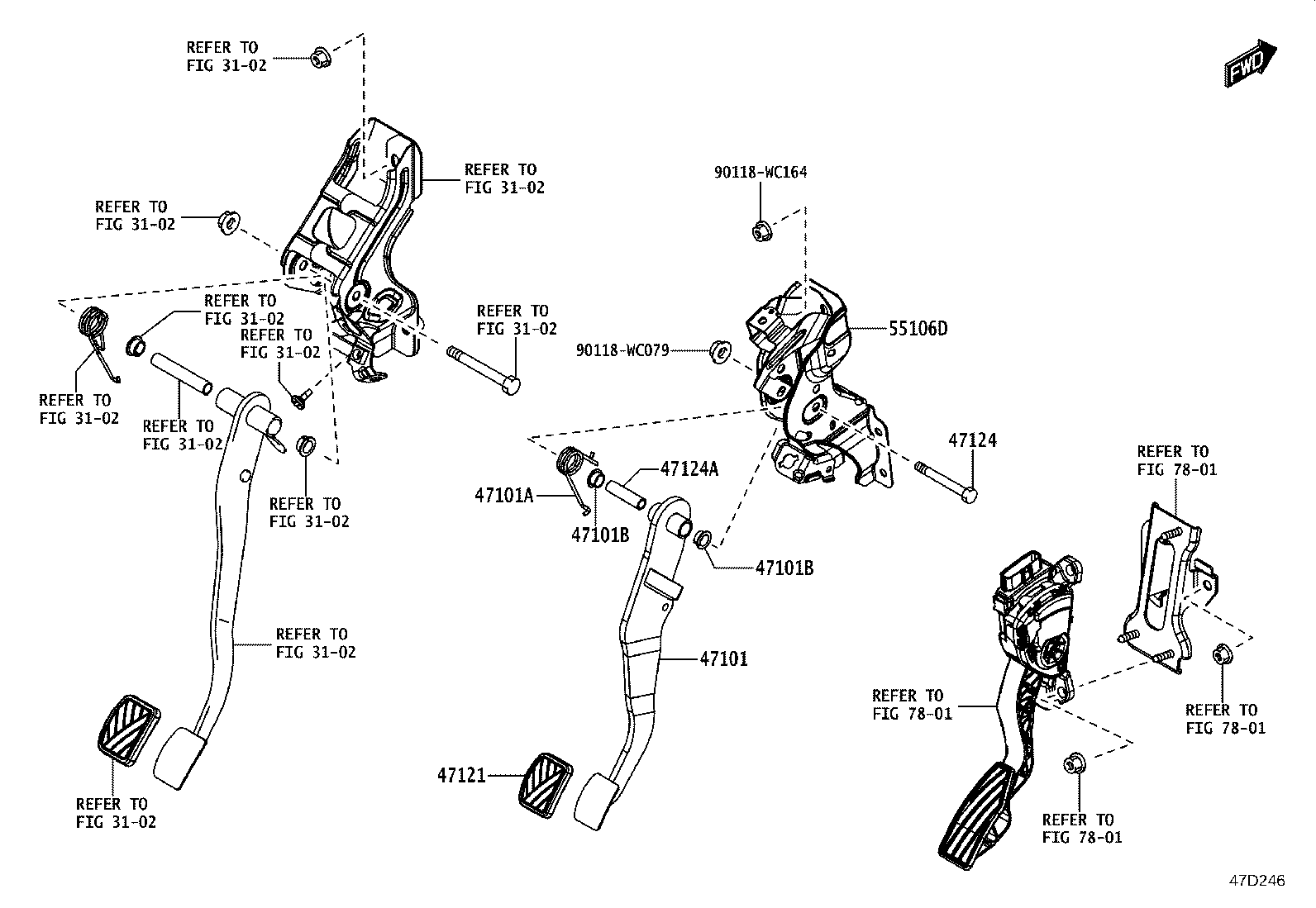 47101-WC010 PEDAL SUB-ASSY, BRAKE product image