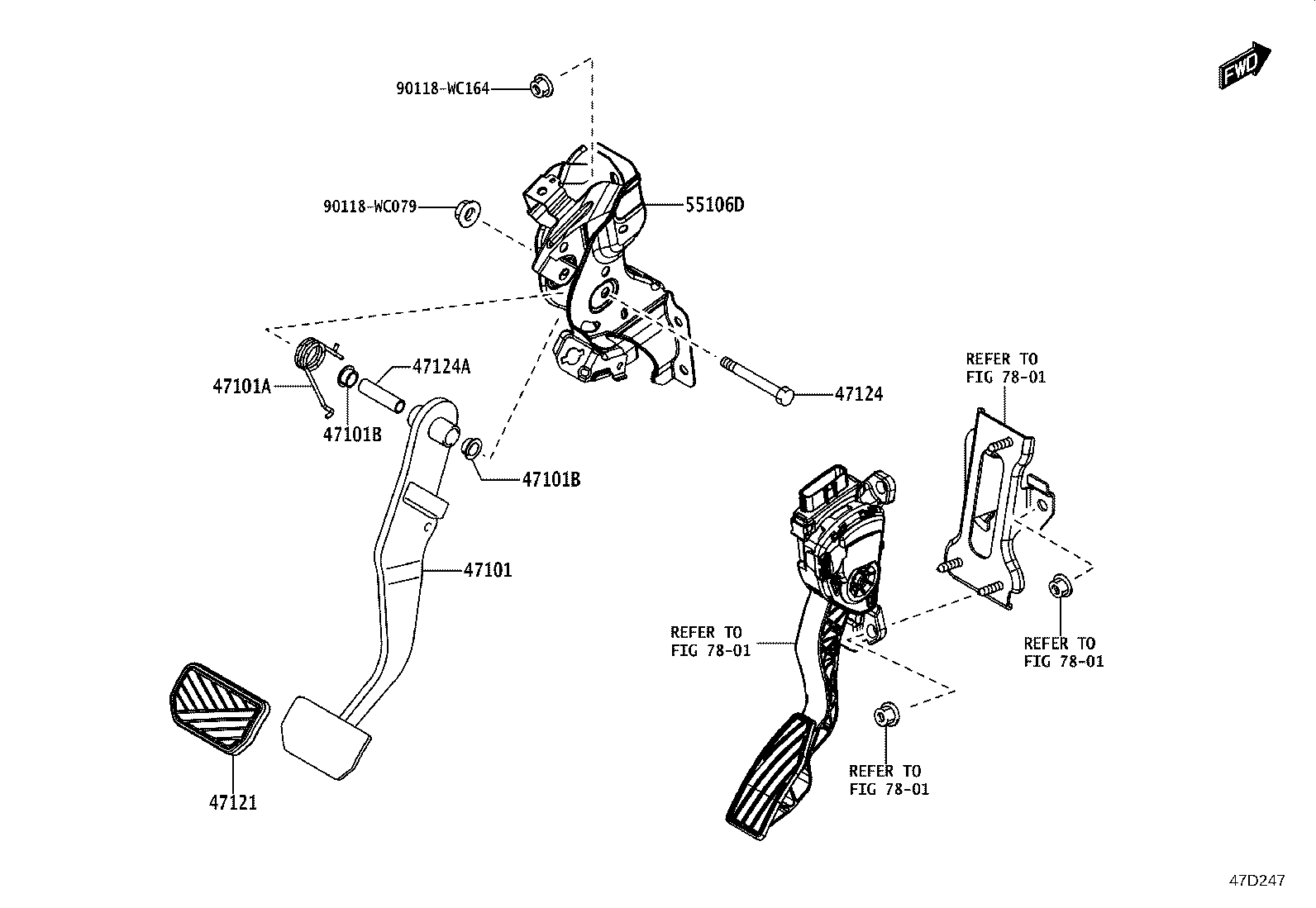 47101-WC010 PEDAL SUB-ASSY, BRAKE product image