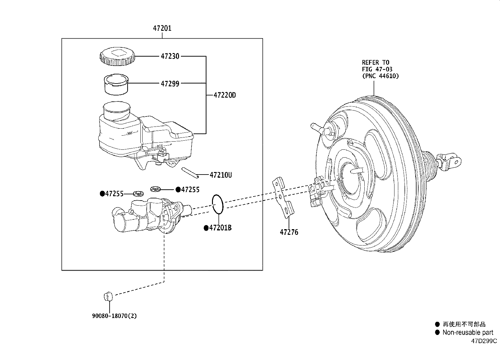 Toyota 47210-0A011 BRAKE BOOSTER ASSY, W/MASTER CYLINDER