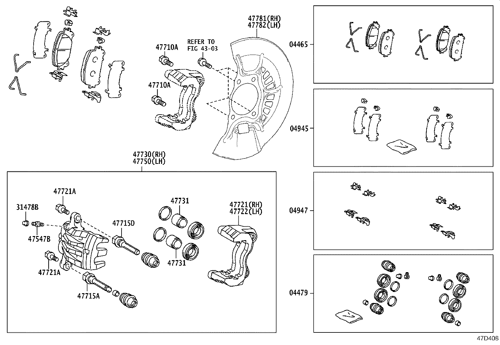 47730-42130 CYLINDER ASSY, FRONT DISC BRAKE, RH product image