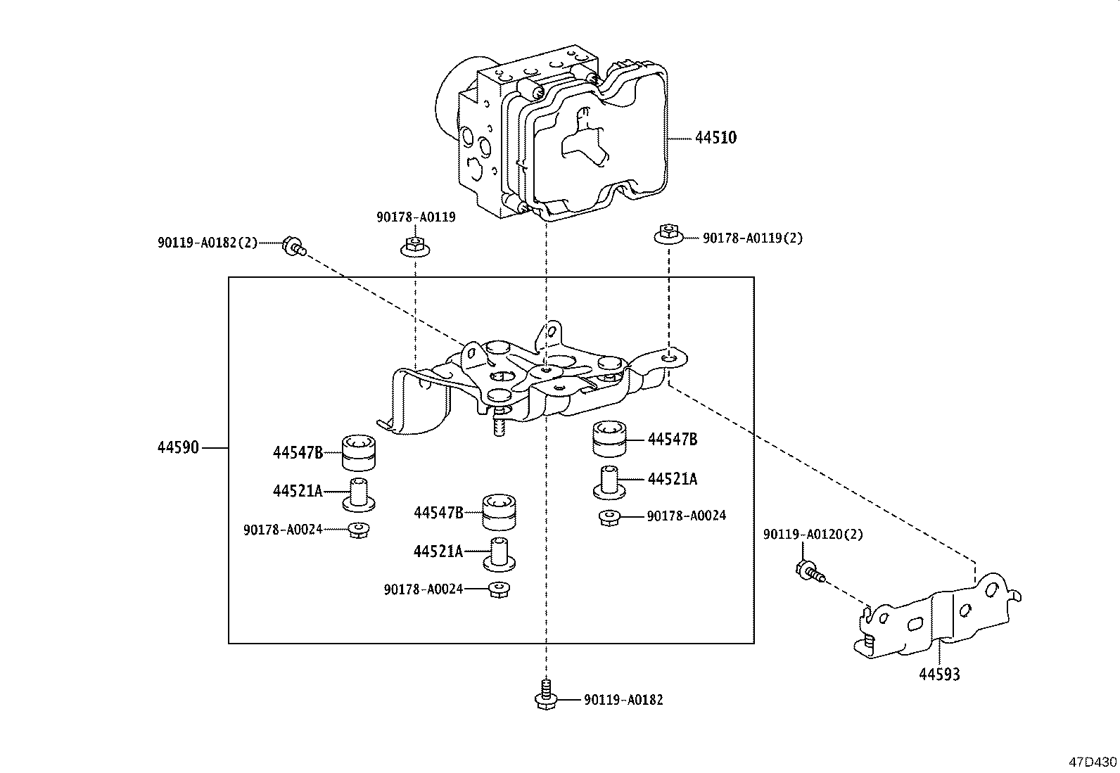 44590-0C070 BRACKET ASSY, BRAKE ACTUATOR product image