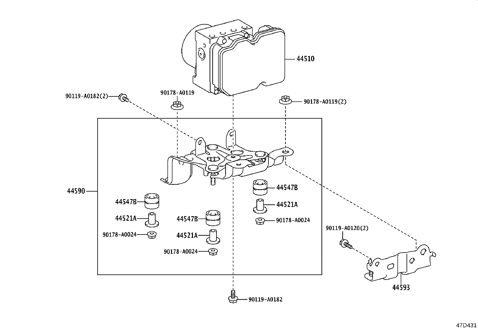 44590-0C070 BRACKET ASSY, BRAKE ACTUATOR product image