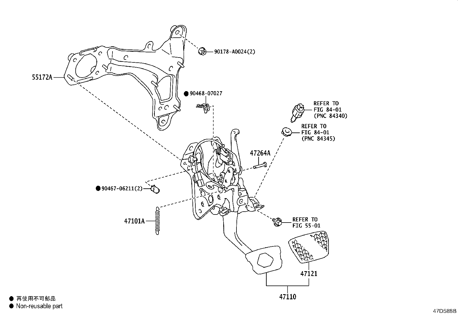 Toyota 47110-F6010 SUPPORT ASSY, BRAKE PEDAL