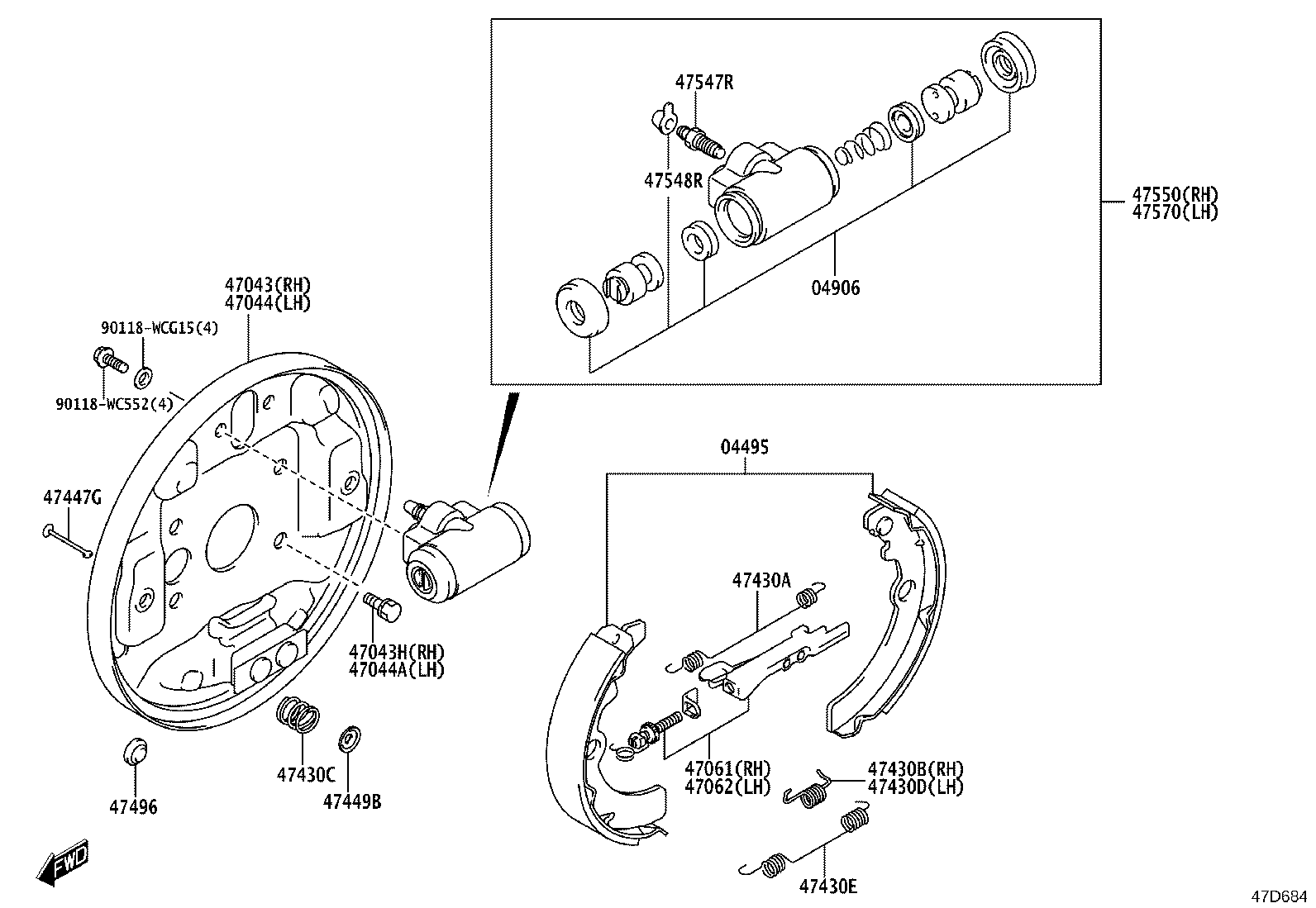 47550-WC002 CYLINDER ASSY, REAR WHEEL BRAKE(FOR RH, FRONT OR UPPER) product image