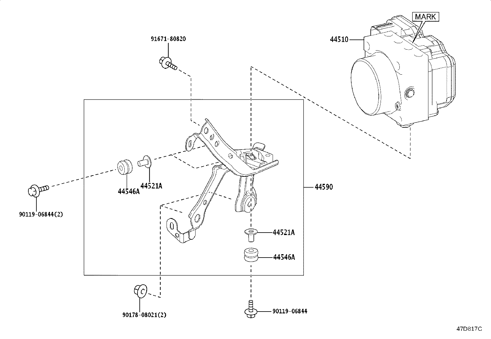 44590-52280 BRACKET ASSY, BRAKE ACTUATOR product image
