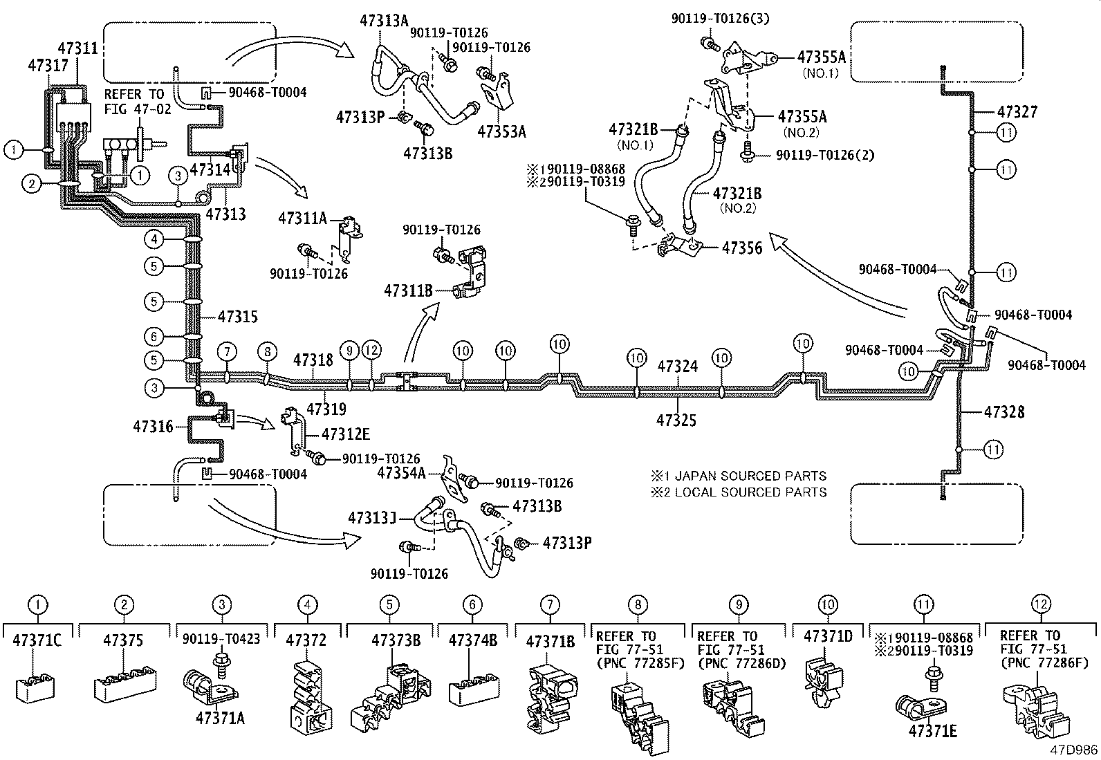 47328-KK031 TUBE, REAR BRAKE, NO.8 product image