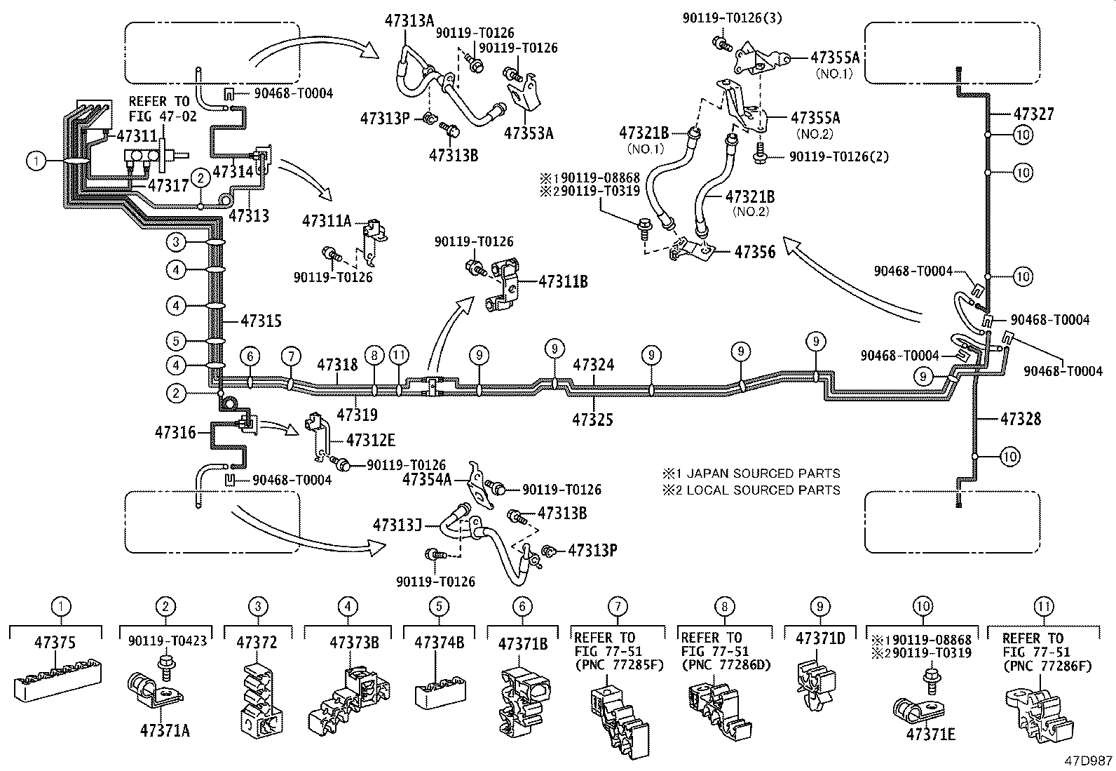47328-KK031 TUBE, REAR BRAKE, NO.8 product image