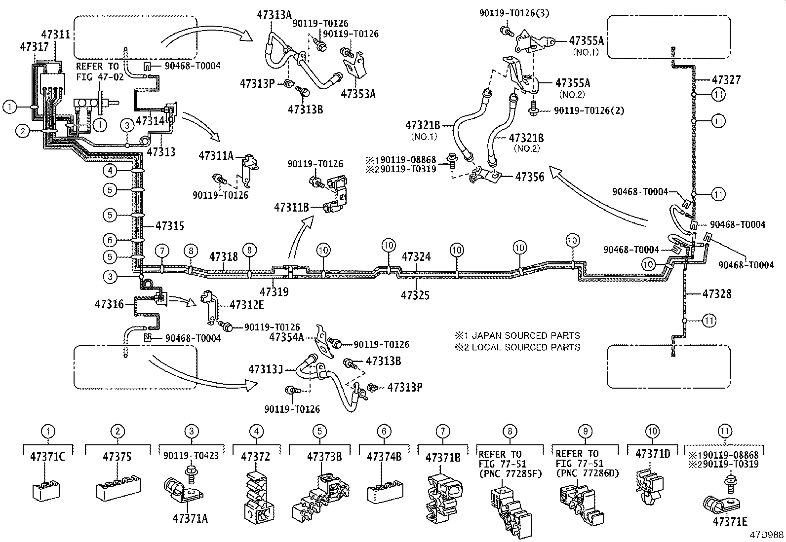 47328-KK031 TUBE, REAR BRAKE, NO.8 product image
