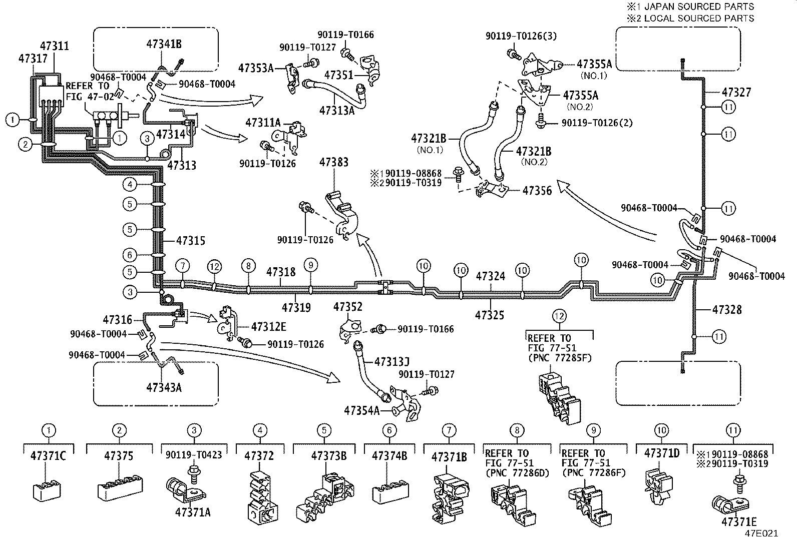 47328-KK031 TUBE, REAR BRAKE, NO.8 product image