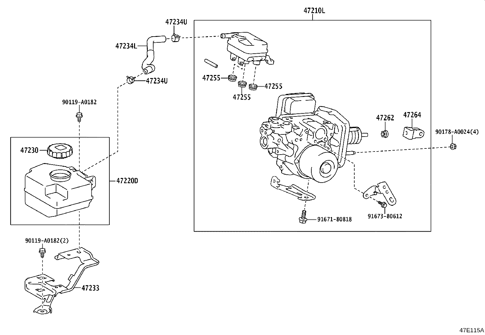 Toyota 47050-48520 BRAKE BOOSTER ASSY, W/MASTER CYLINDER