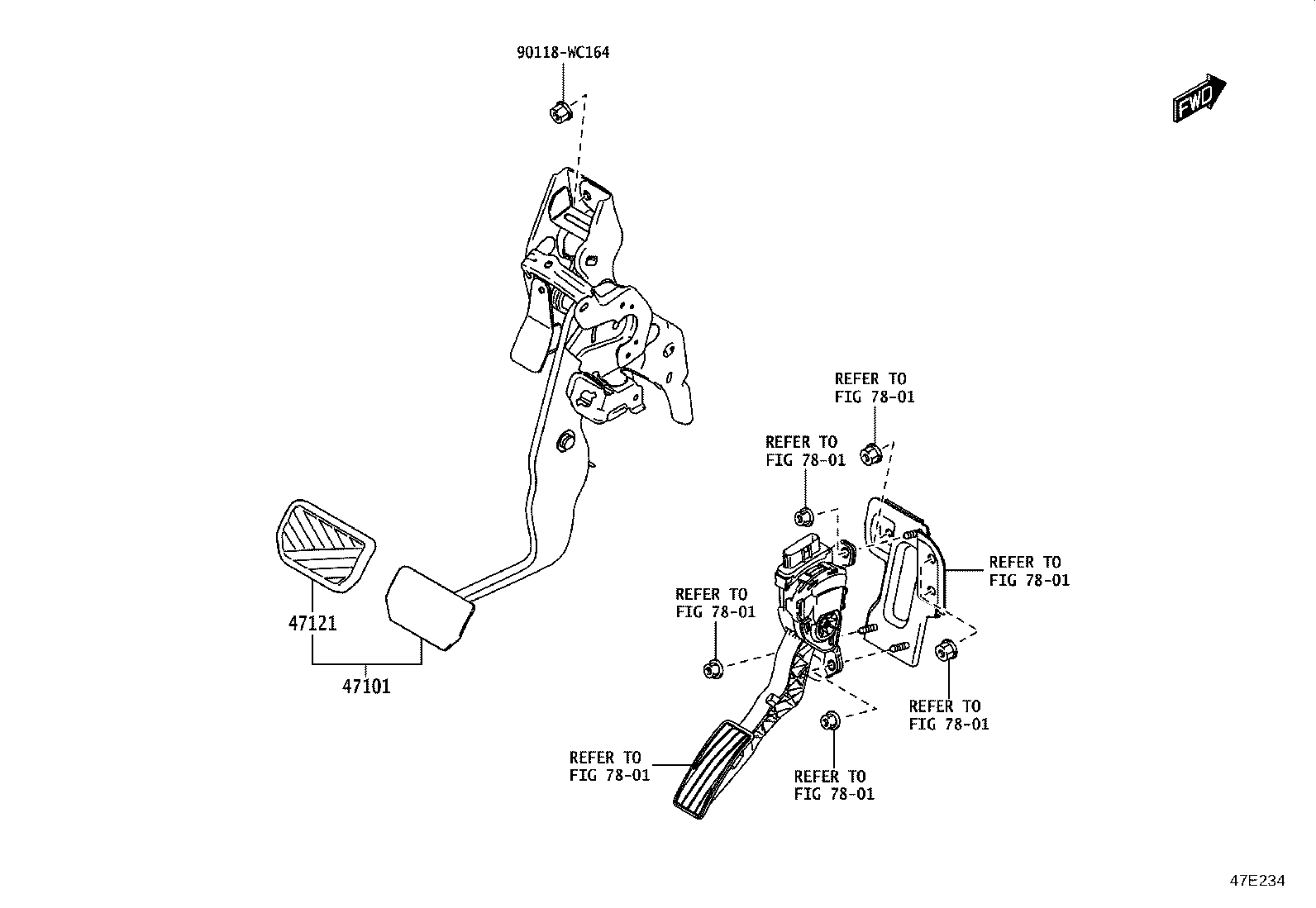 47110-WC010 PEDAL SUB-ASSY, BRAKE product image