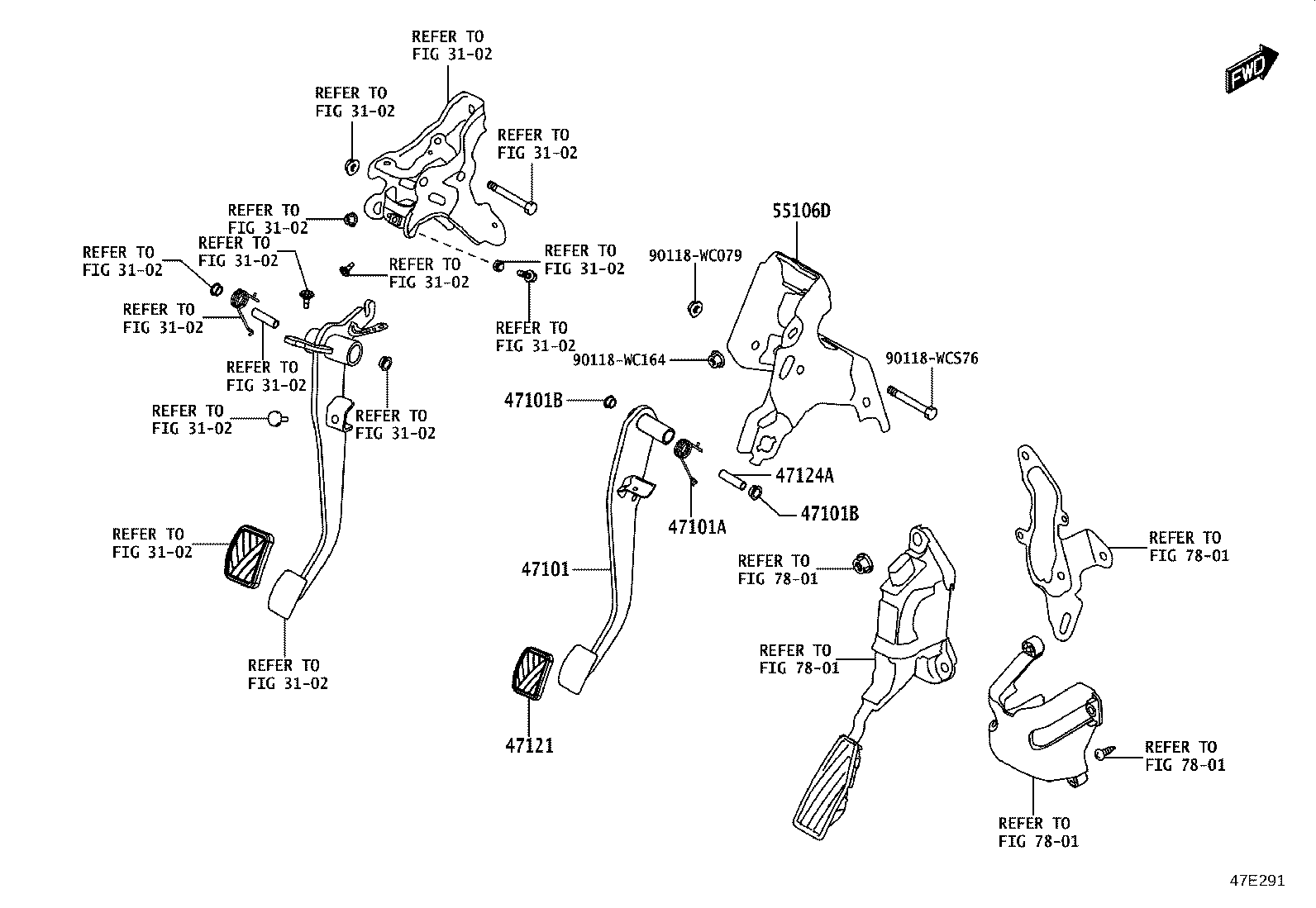 47101-WC019 PEDAL SUB-ASSY, BRAKE product image