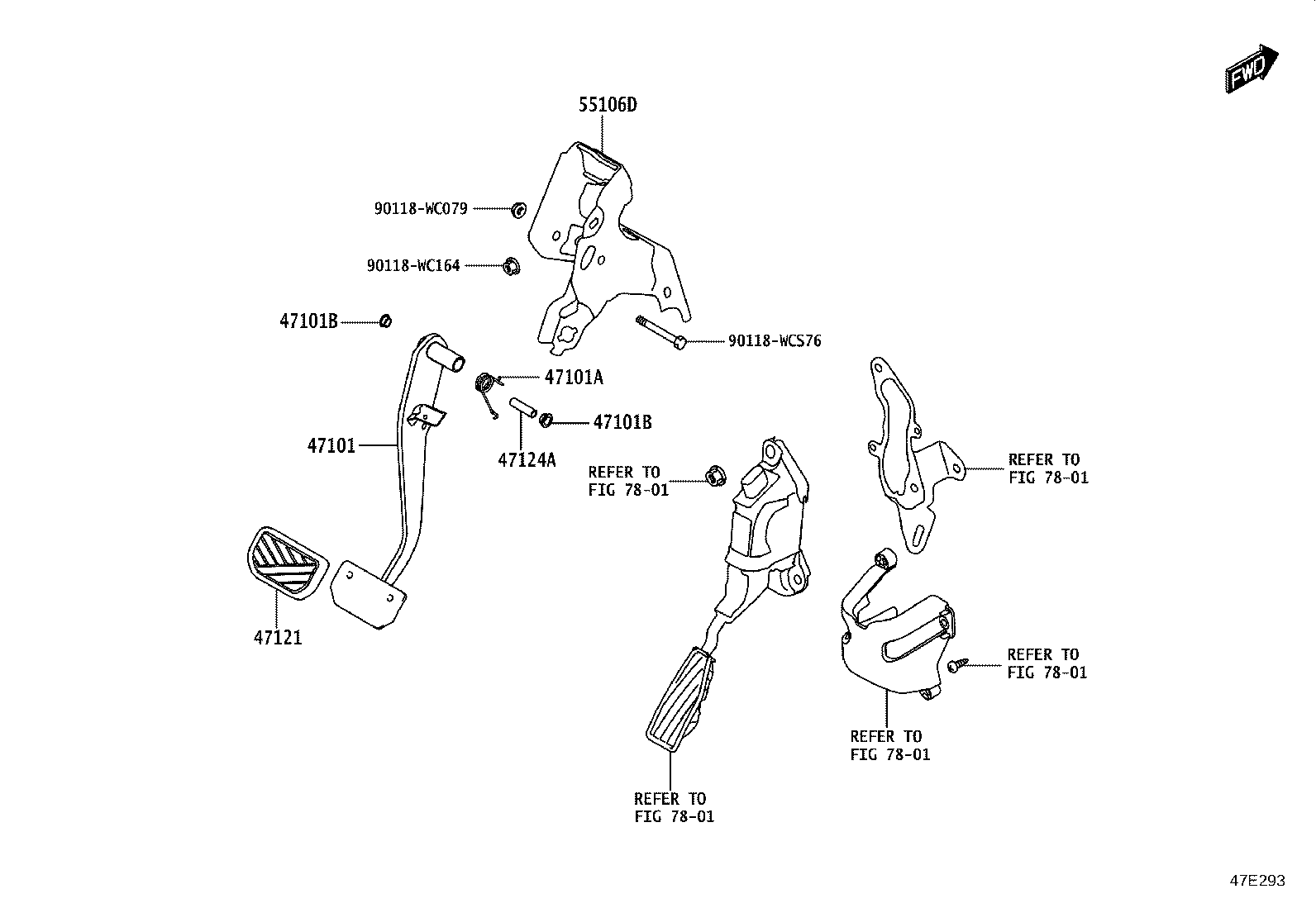 47101-WC019 PEDAL SUB-ASSY, BRAKE product image