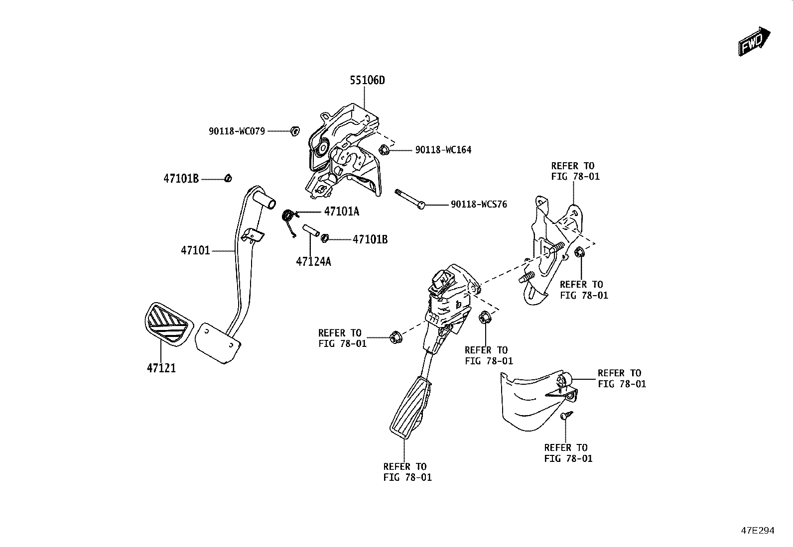47101-WC019 PEDAL SUB-ASSY, BRAKE product image