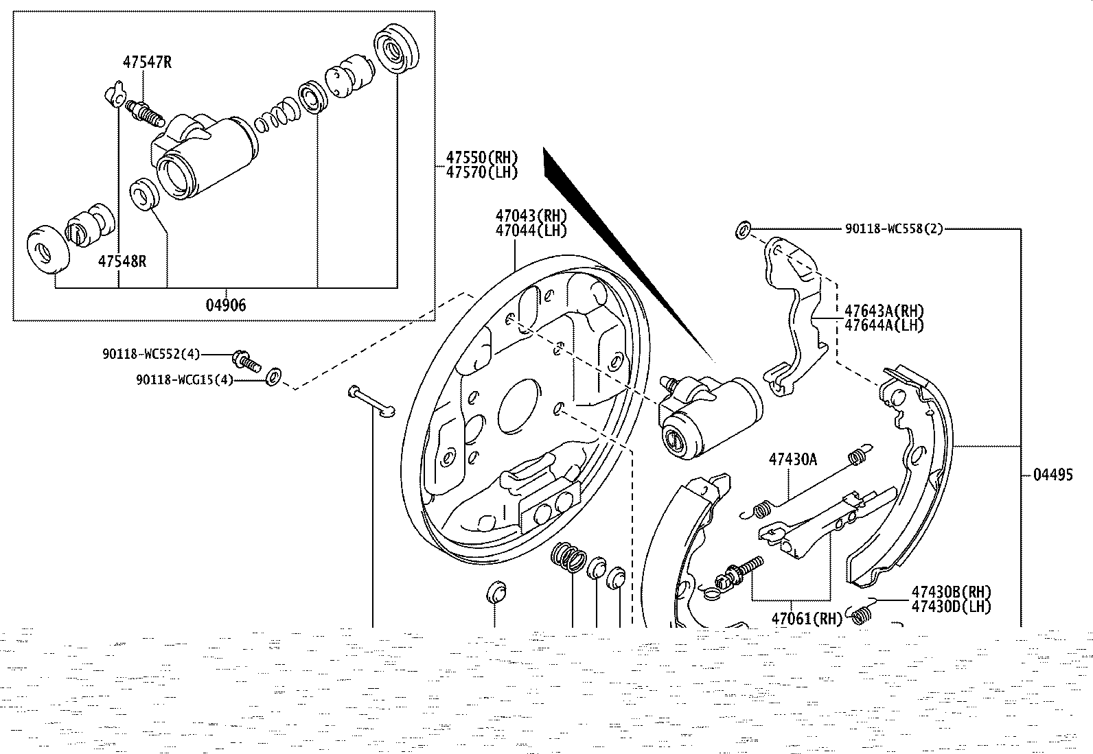 47550-WC007 CYLINDER ASSY, REAR WHEEL BRAKE(FOR RH, FRONT OR UPPER) product image