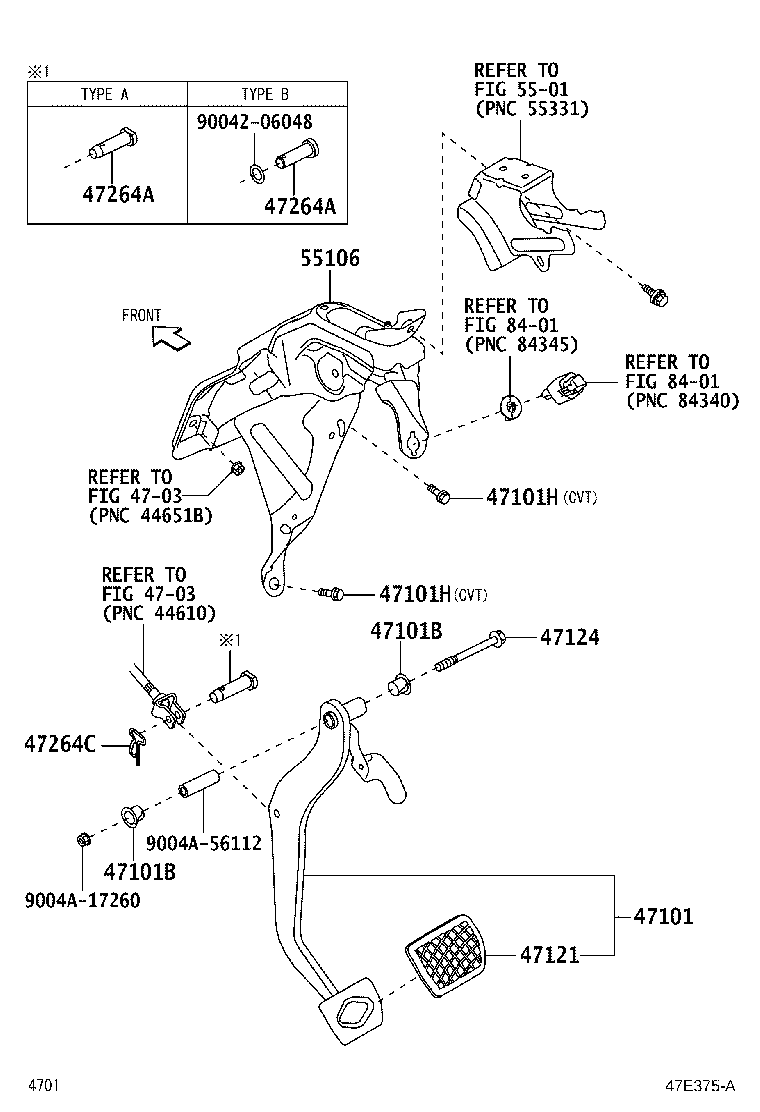 55106-BZ640 SUPPORT SUB-ASSY, BRAKE PEDAL product image