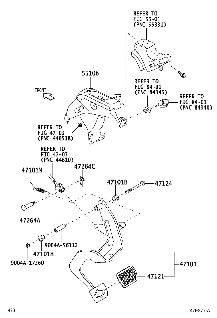 55106-BZ640 SUPPORT SUB-ASSY, BRAKE PEDAL product image