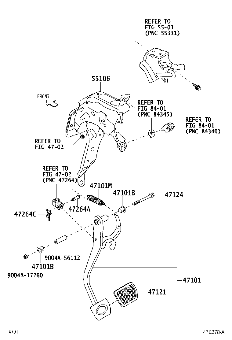 55106-BZ640 SUPPORT SUB-ASSY, BRAKE PEDAL product image