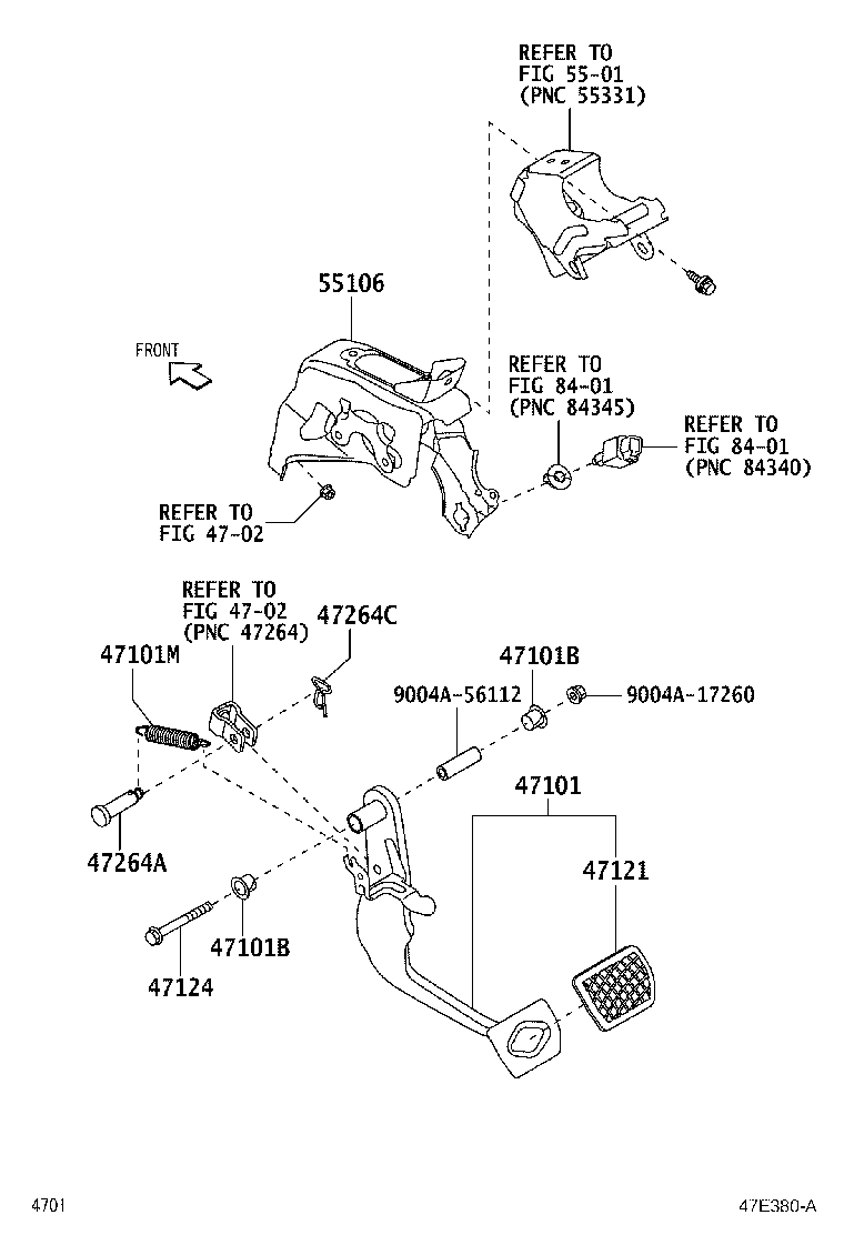 55106-BZ640 SUPPORT SUB-ASSY, BRAKE PEDAL product image