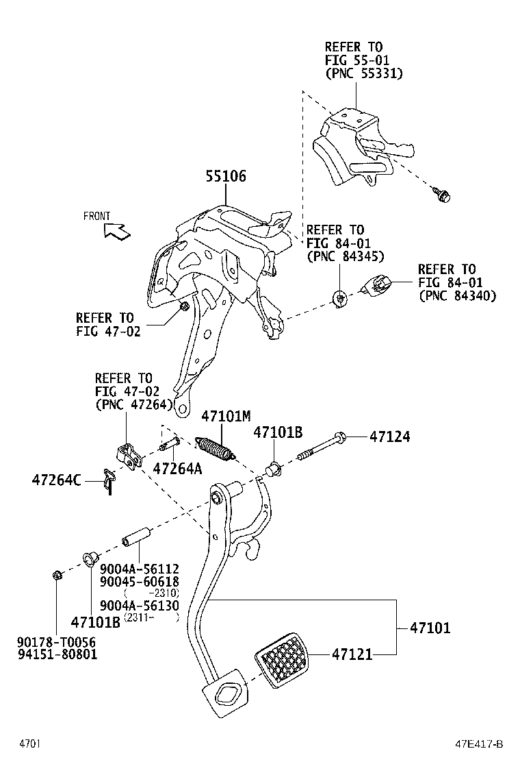 55106-BZ640 SUPPORT SUB-ASSY, BRAKE PEDAL product image