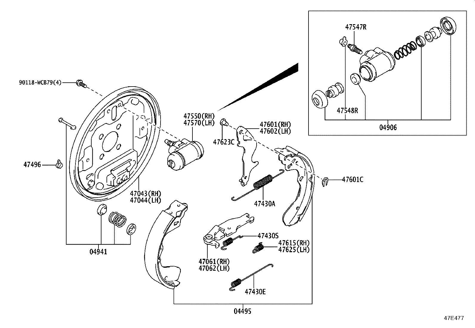 47644-WC003 LEVER SUB-ASSY, PARKING BRAKE SHOE, LH (FOR REAR BRAKE) product image