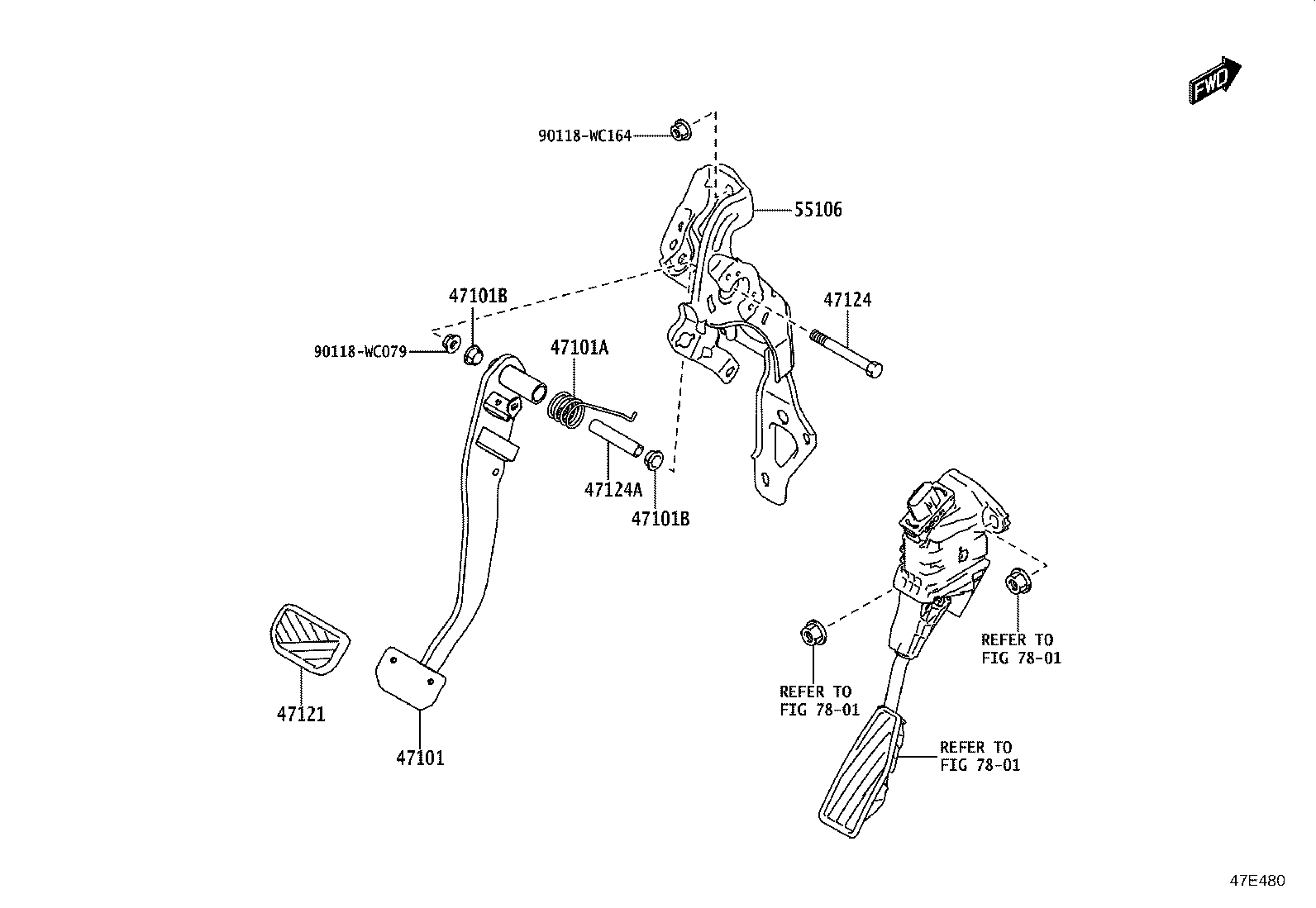 47101-WC023 PEDAL SUB-ASSY, BRAKE product image