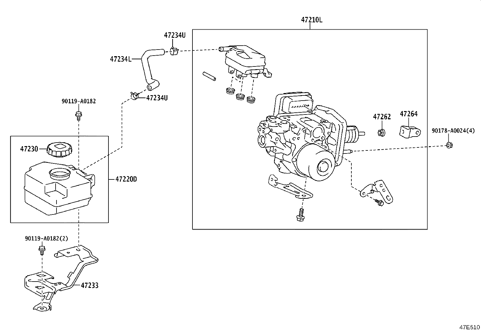 47050-48360 BRAKE BOOSTER ASSY, W/MASTER CYLINDER product image