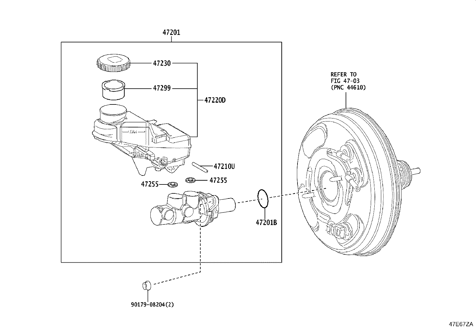 47050-16062 BRAKE BOOSTER ASSY, W/MASTER CYLINDER product image