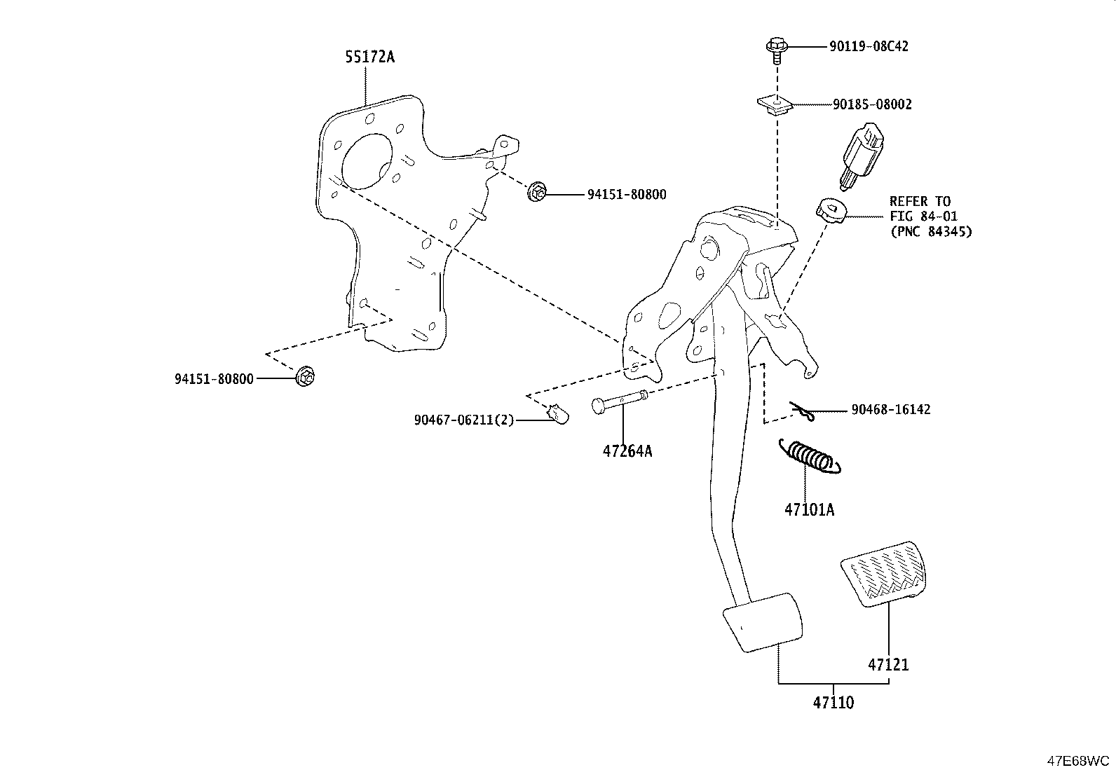 47110-0A210 SUPPORT ASSY, BRAKE PEDAL product image
