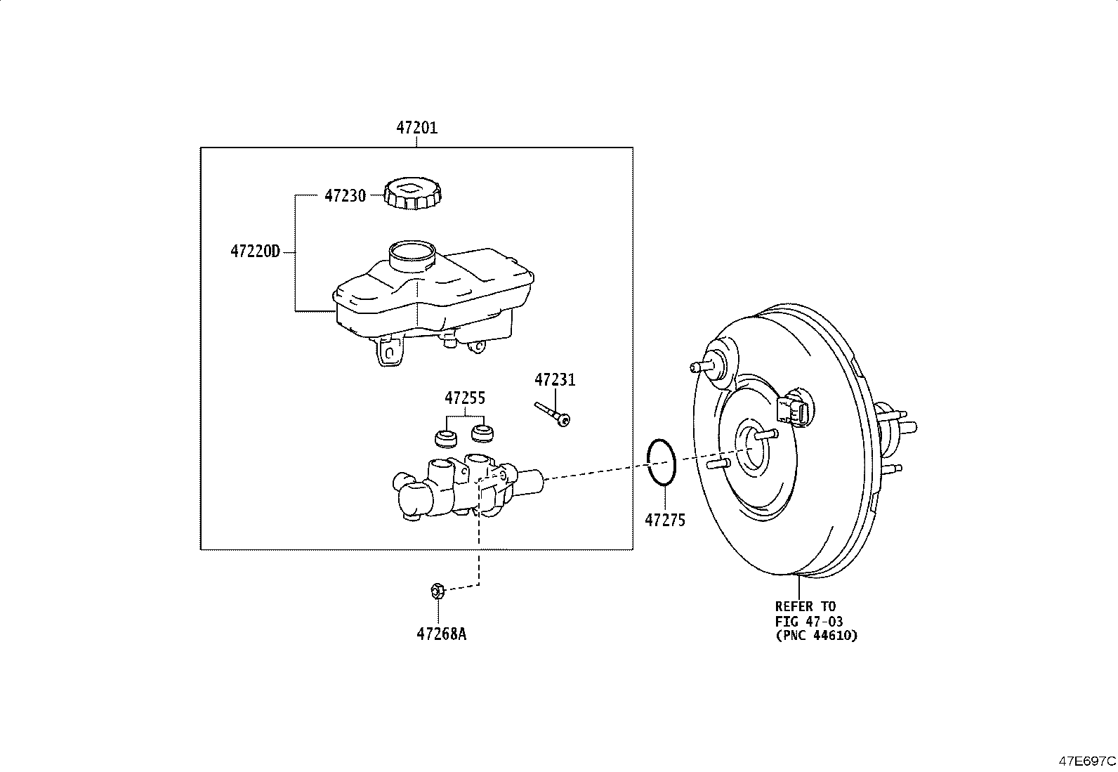 Toyota 47055-AK030 BRAKE BOOSTER ASSY, W/MASTER CYLINDER