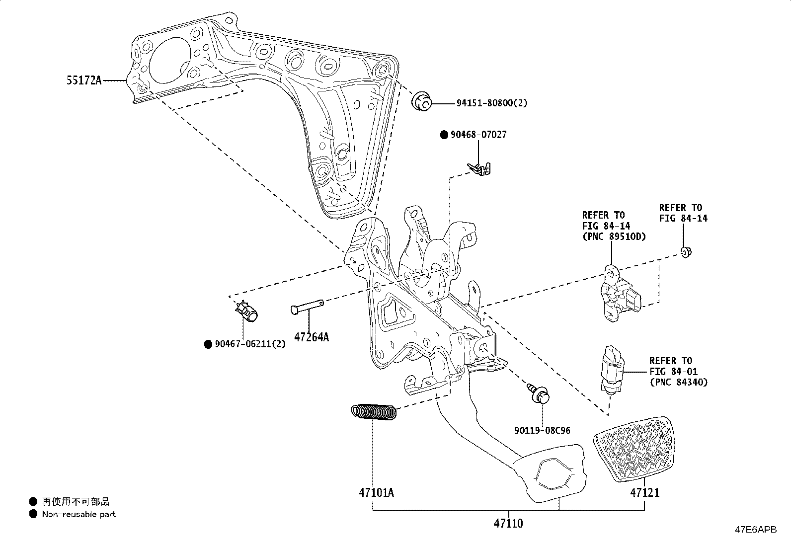 Toyota 47110-60821 SUPPORT ASSY, BRAKE PEDAL