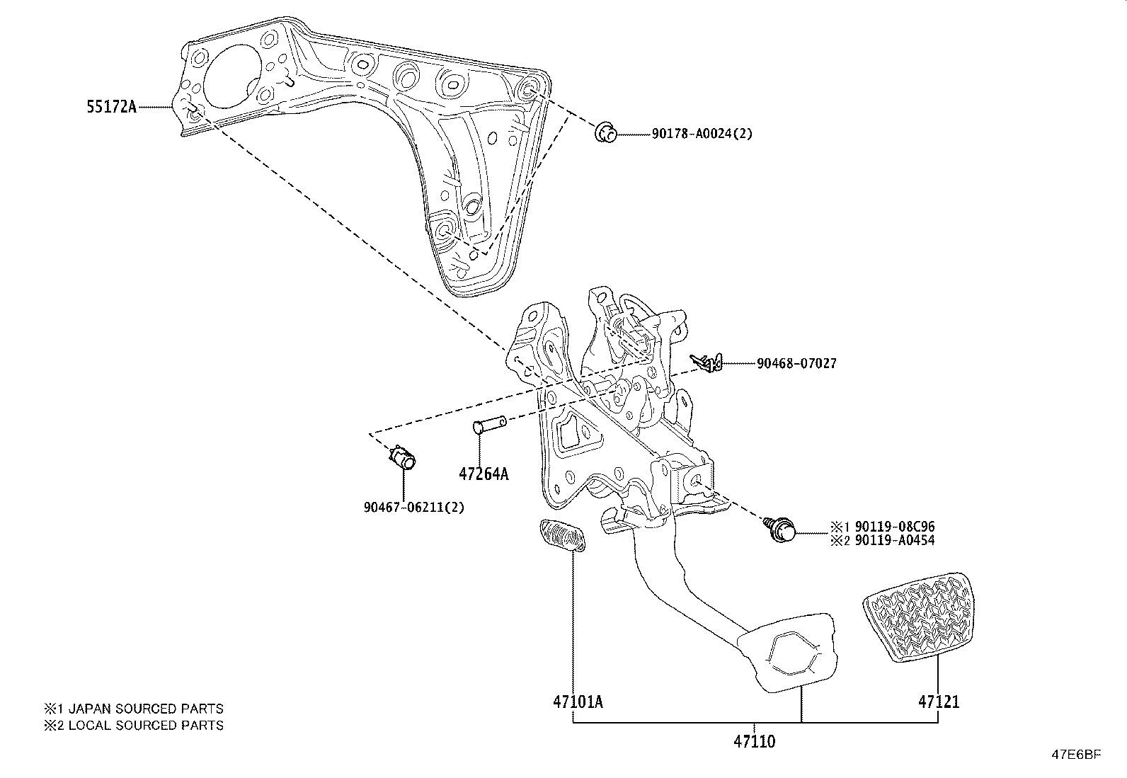 55172-04030 BASE, BRAKE PEDAL SUPPORT product image