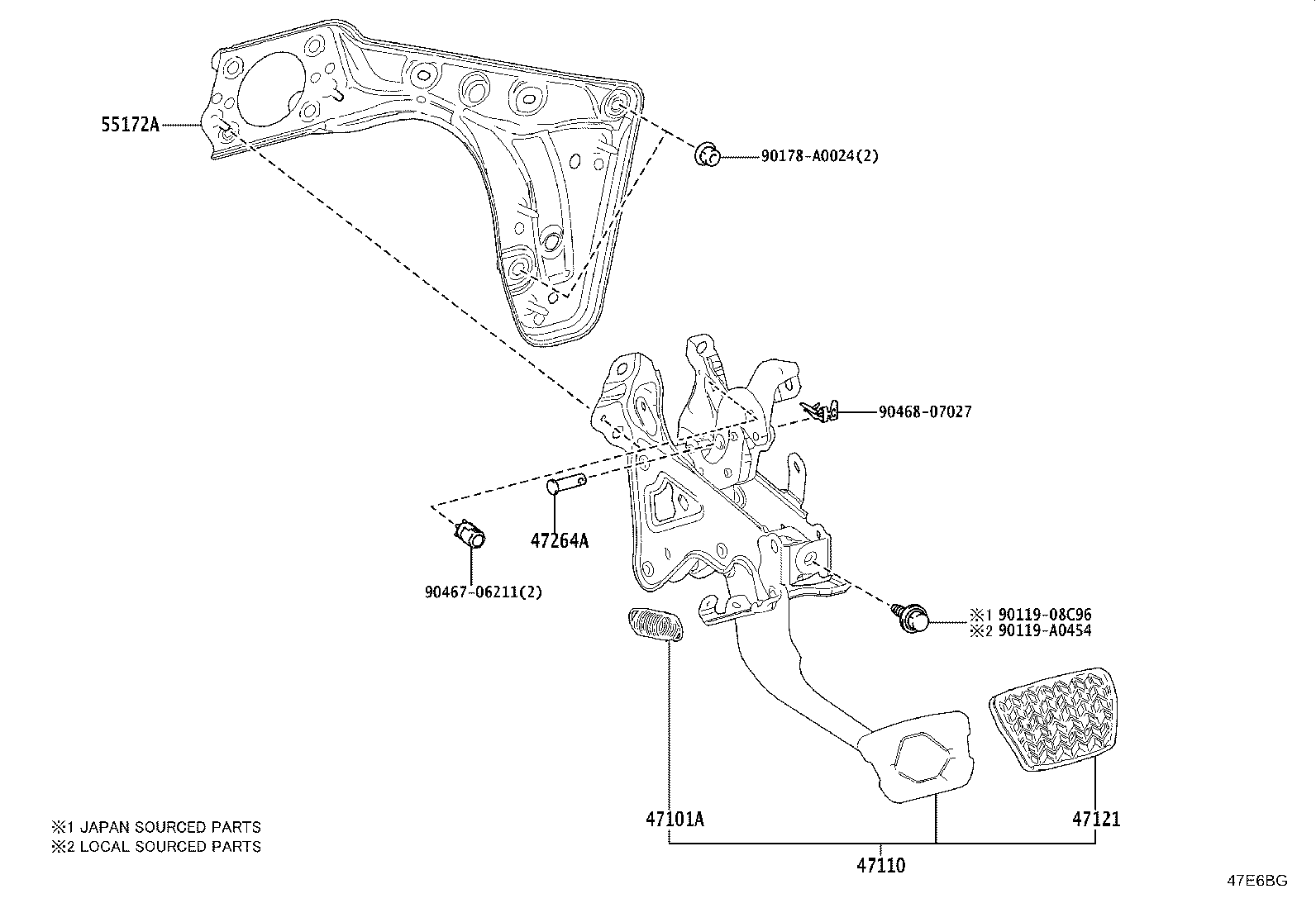 55172-04030 BASE, BRAKE PEDAL SUPPORT product image