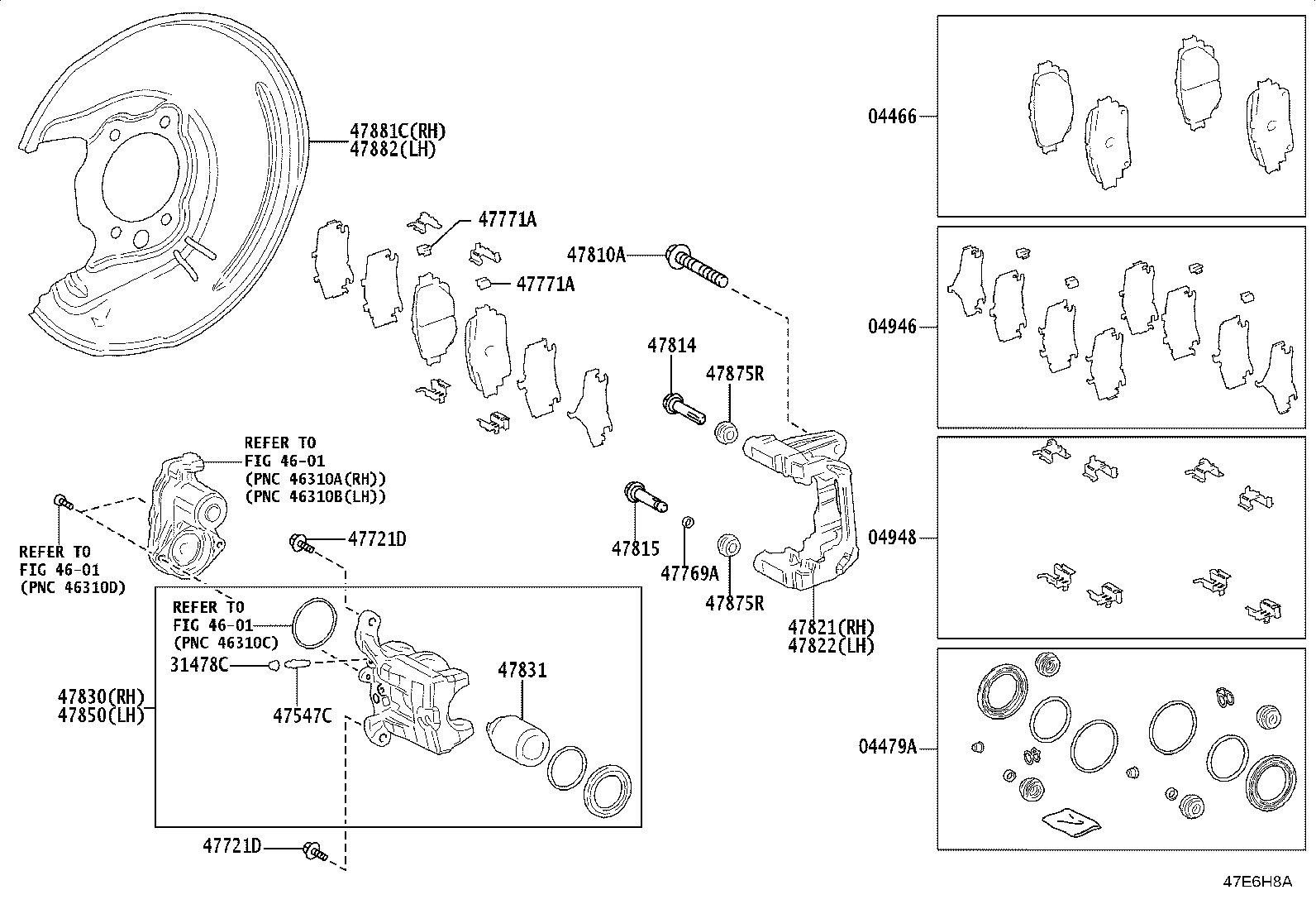 47822-30490 MOUNTING, REAR DISC BRAKE CYLINDER, LH product image