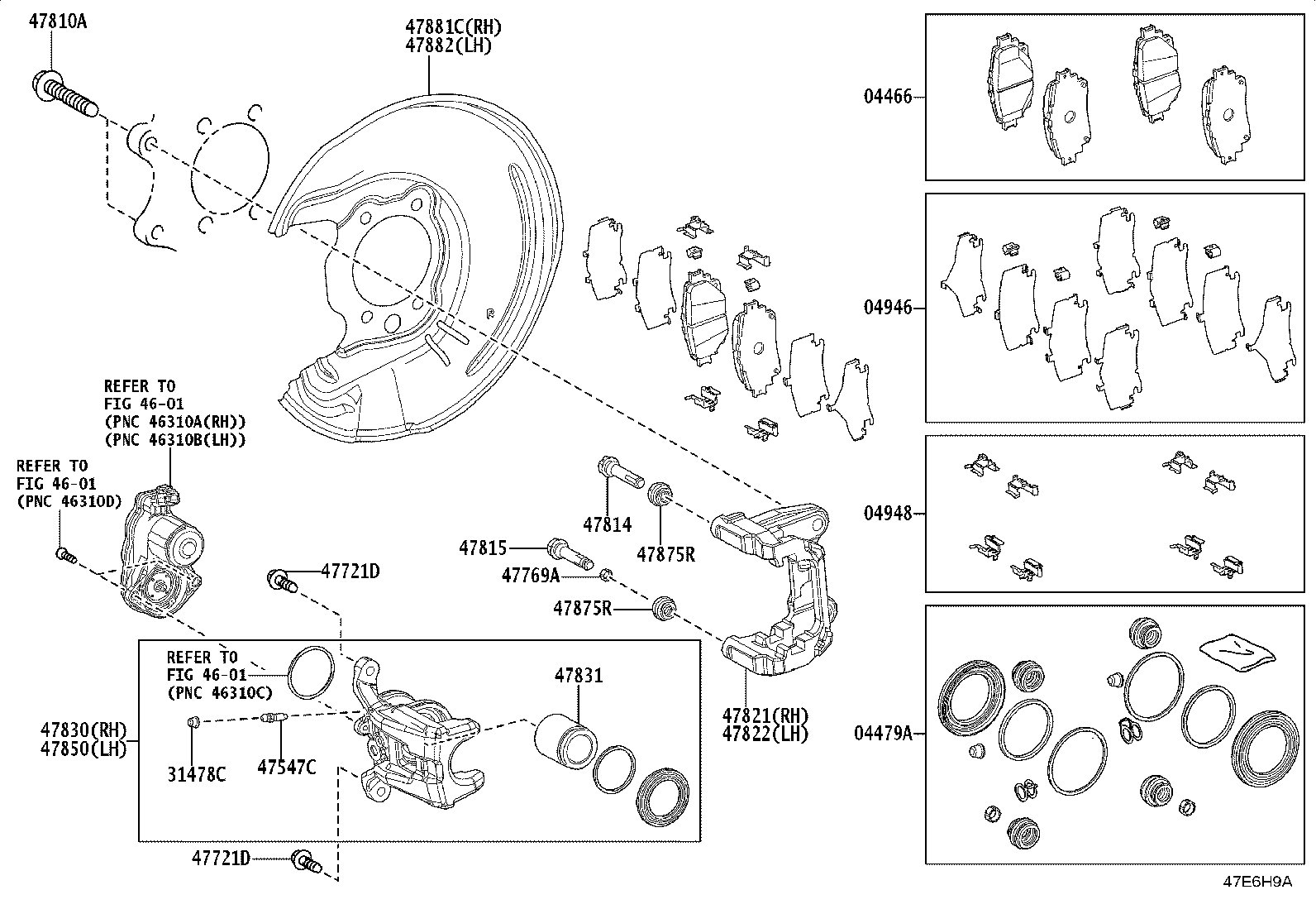 47822-30490 MOUNTING, REAR DISC BRAKE CYLINDER, LH product image