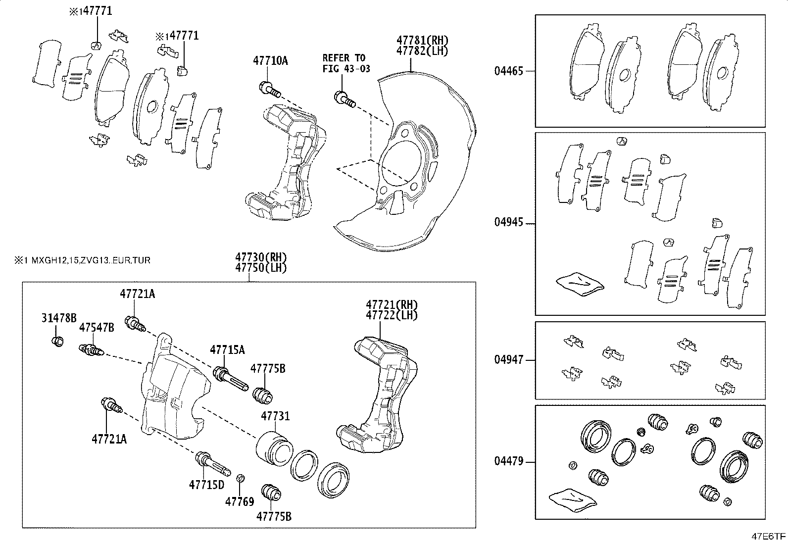 47722-16310 MOUNTING, FRONT DISC BRAKE CYLINDER, LH product image