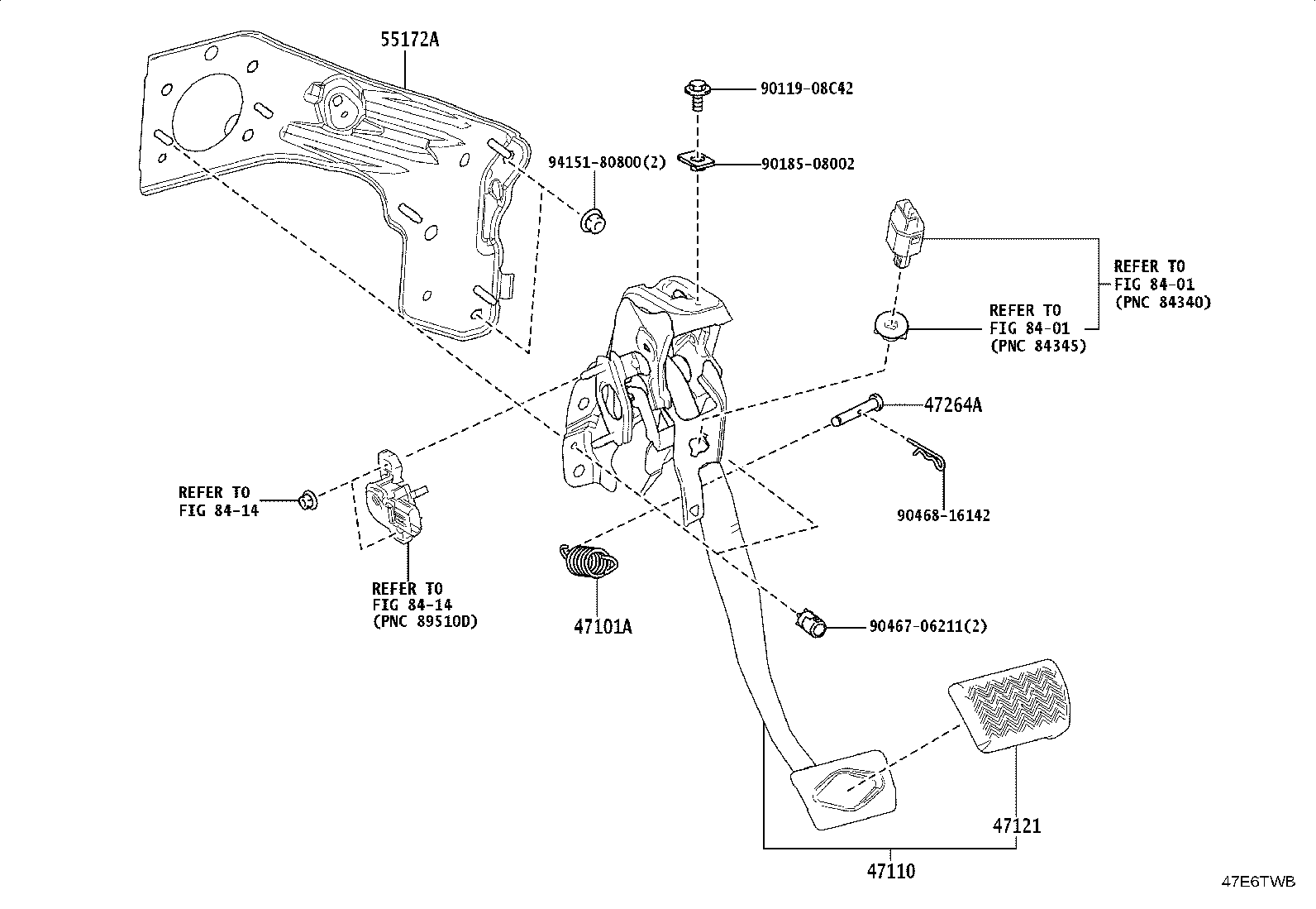47110-16200 SUPPORT ASSY, BRAKE PEDAL product image