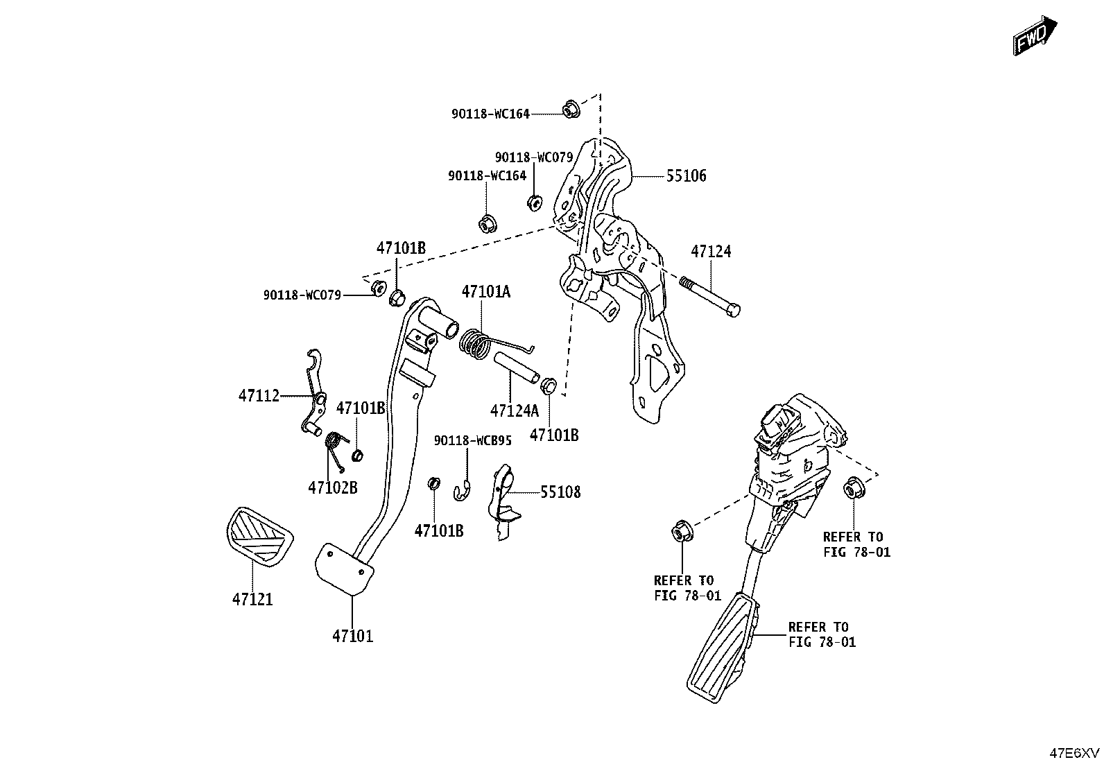 47101-WC023 PEDAL SUB-ASSY, BRAKE product image