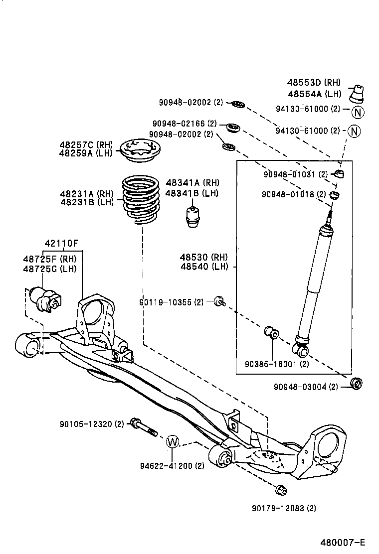 48231-44020 SPRING, COIL, REAR RH product image