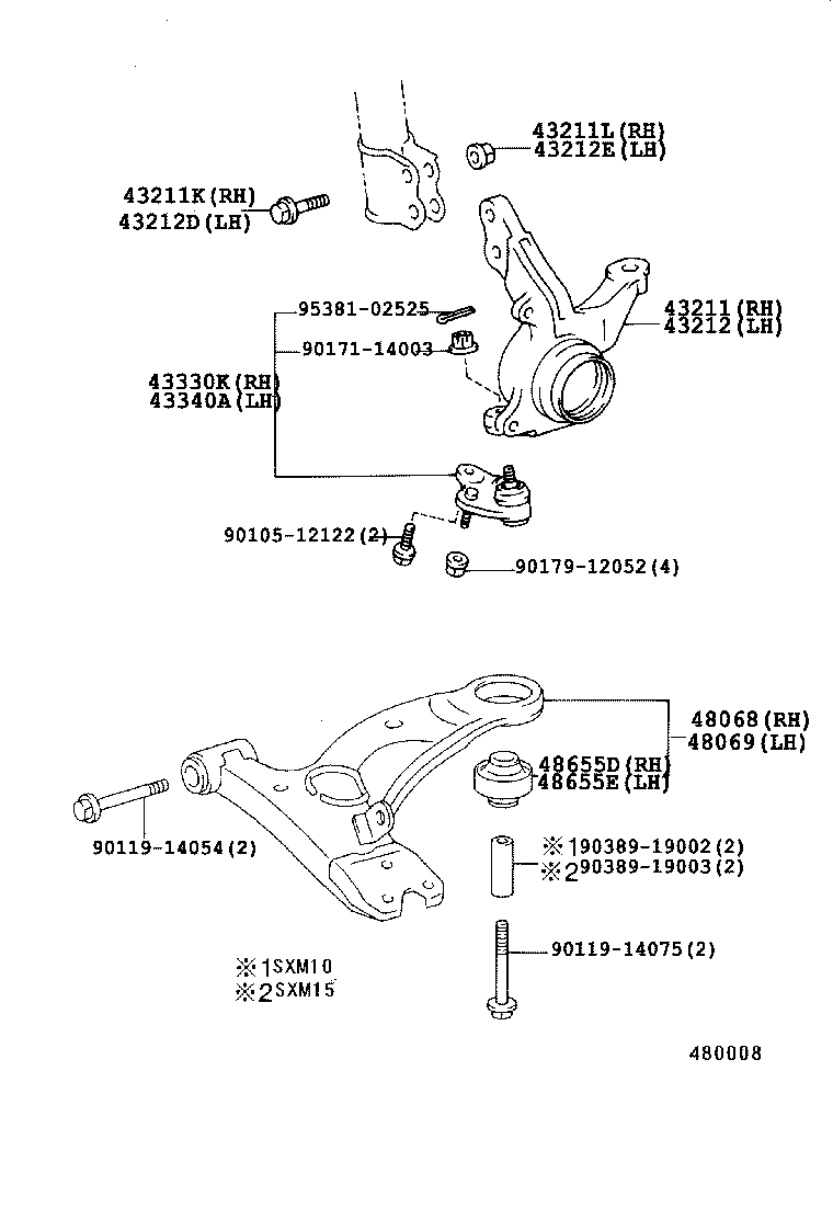 43212-44031 KNUCKLE, STEERING, LH product image