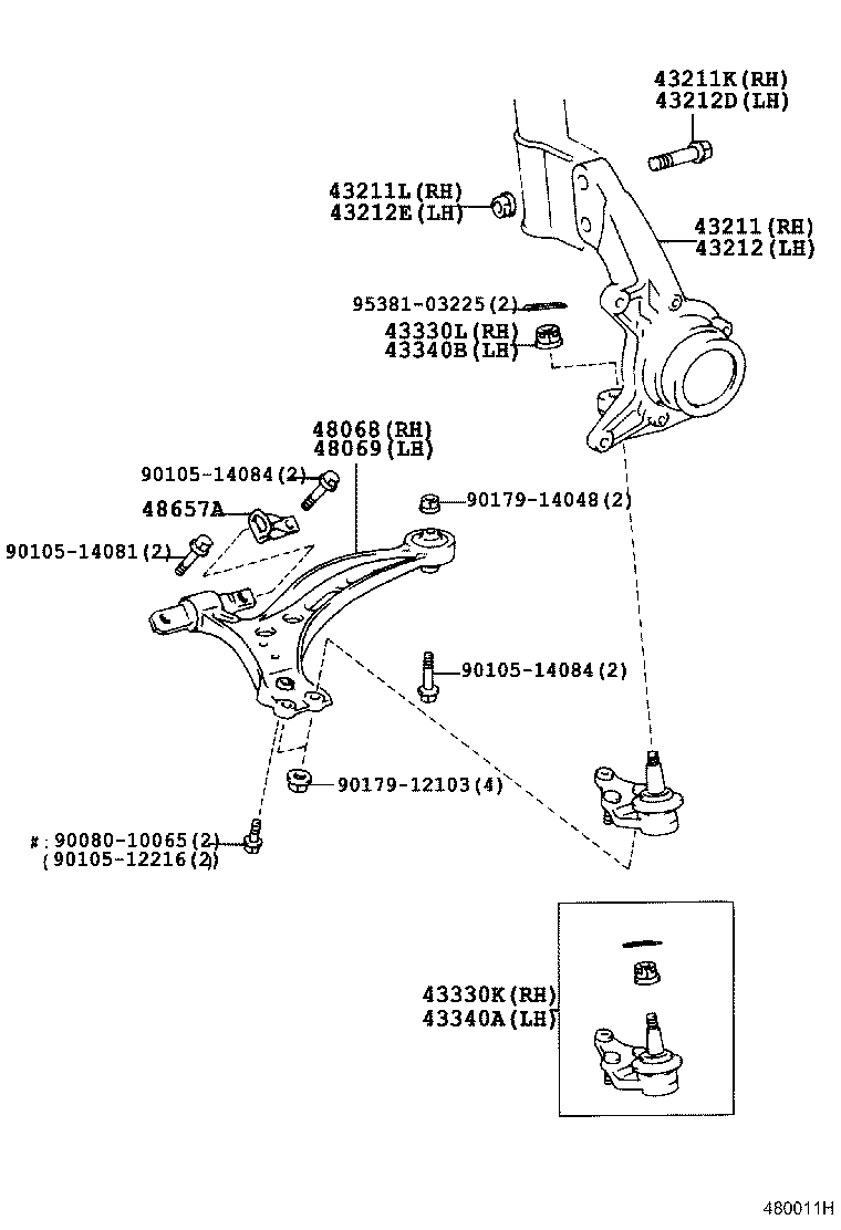 Toyota 43330-39435 JOINT ASSY, LOWER BALL, FRONT RH