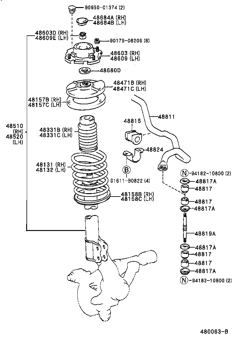 Toyota 48131-10621 SPRING, FRONT COIL, RH