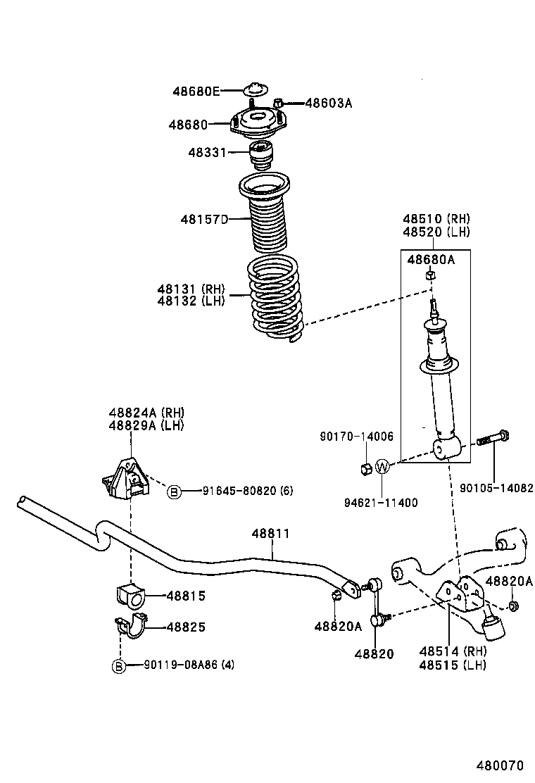48064-50010 COVER SUB-ASSY, FRONT SUSPENSION SUPPORT, RH product image