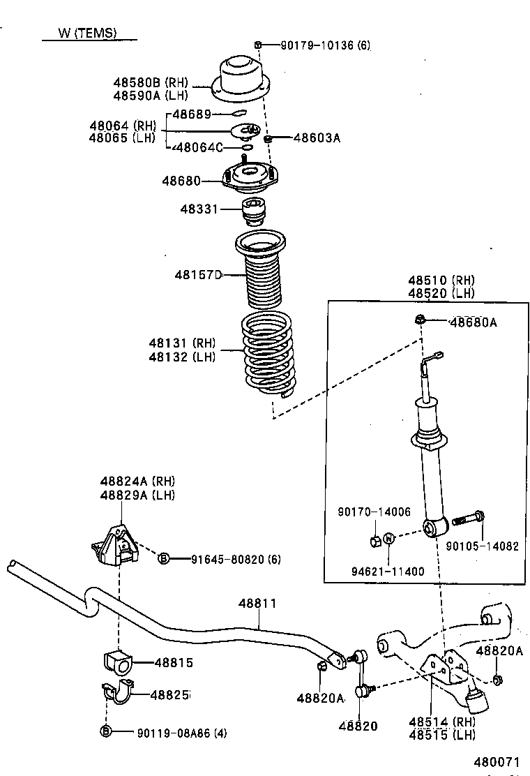 48064-50010 COVER SUB-ASSY, FRONT SUSPENSION SUPPORT, RH product image
