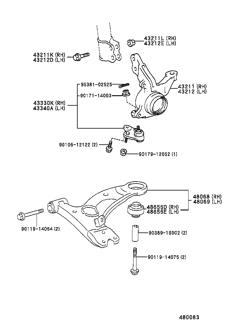 43212-44010 KNUCKLE, STEERING, LH product image